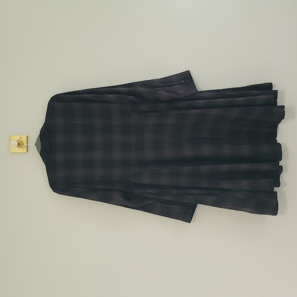 Torrid Button Down Shirt Kimono 1X Black Gray Plaid Long Sleeve Pockets Layering - Picture 8 of 16